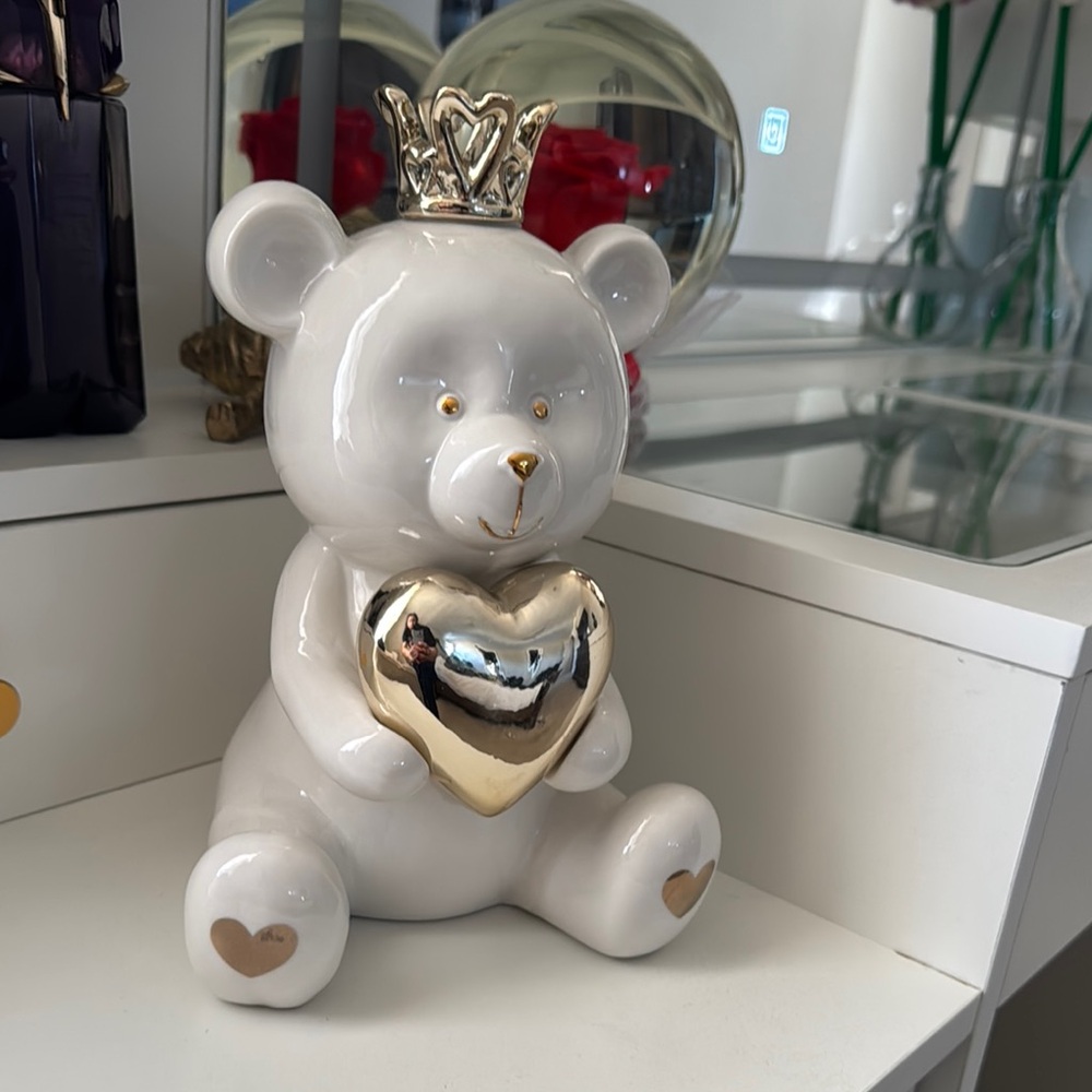 Ceramic Bear with Gold Accents